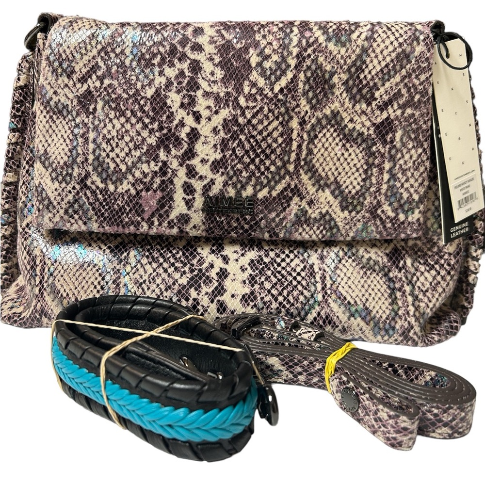 Aimee Kestenberg Iridescent Snake Genuine Leather Shoulder Bag